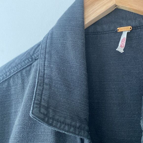 Free People Quinn Coverall Jumpsuit Black Cotton Wide Leg Boho Urban Casual - Picture 11 of 16